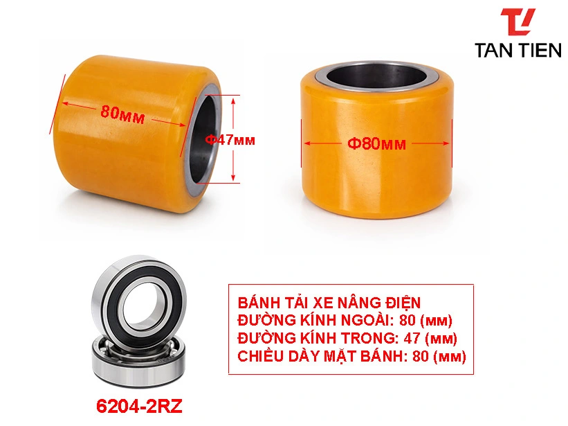 Bánh Chịu Tải Xe Nâng 80x80-47